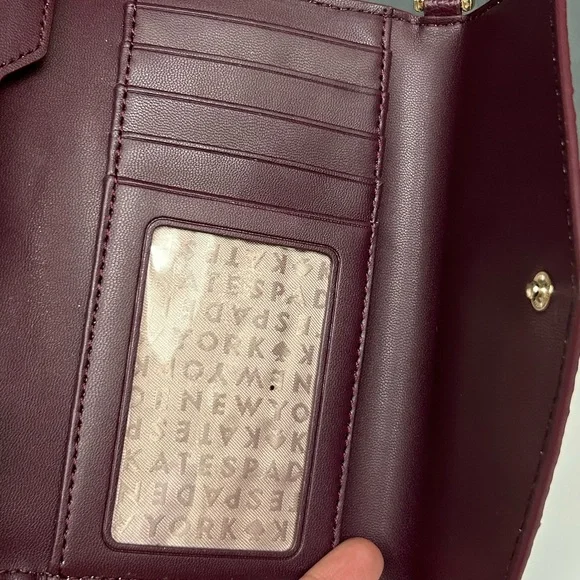 Kate Spade Laurel Way Glitter iPhone Wristlet Wallet Deep Plum Burgundy - Picture 7 of 10